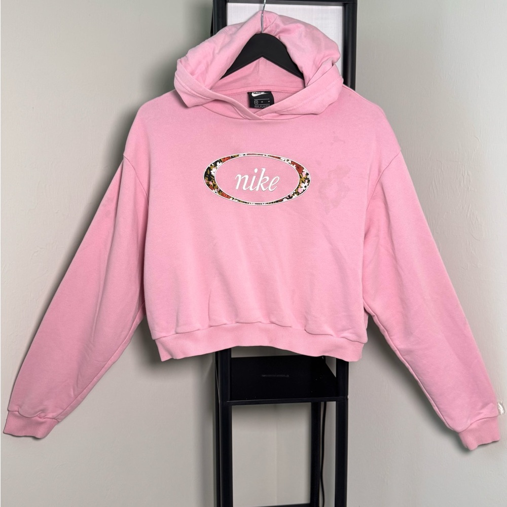 Nike Women's Light Pink Cropped Hoodie